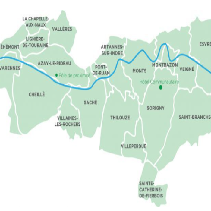 carte communauté de communes Touraine Vallée de l'Indre